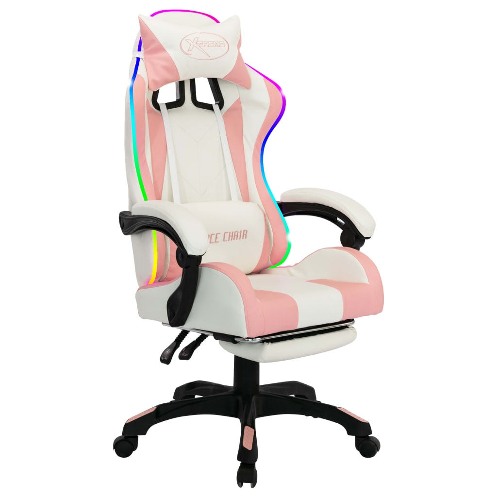Gaming-Stuhl mit RGB LED-Leuchten Blau und Schwarz Kunstleder