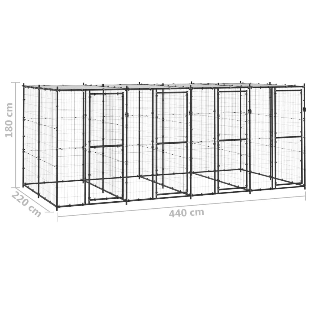 Outdoor-Hundezwinger Stahl mit Überdachung 110x220x180 cm