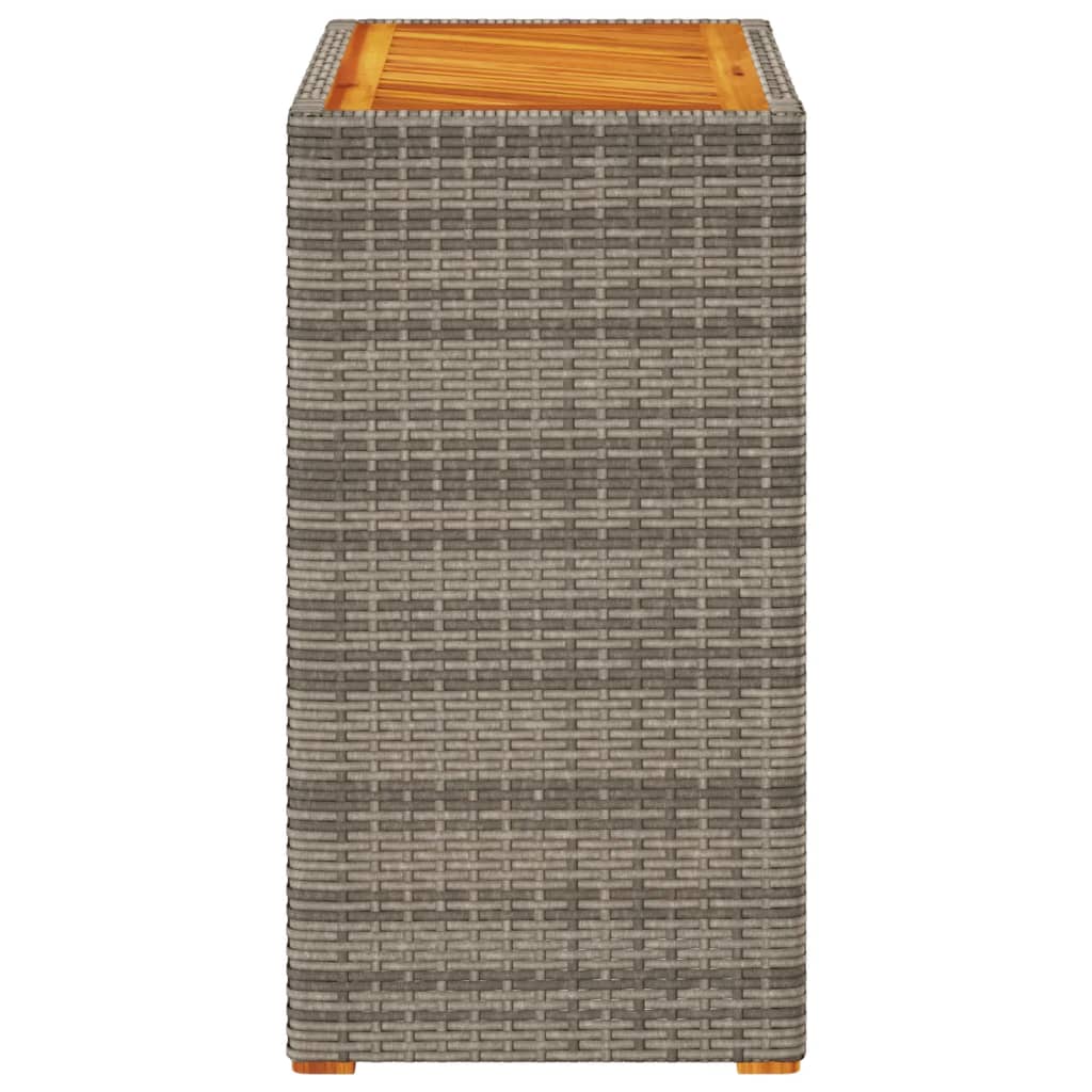 Garten-Beistelltisch mit Holzplatte Schwarz Poly Rattan