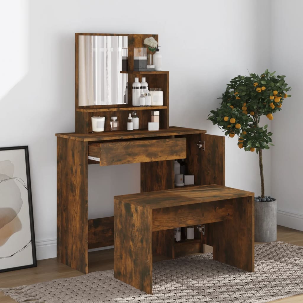 Schminktisch-Set Weiß 86,5x35x136 cm