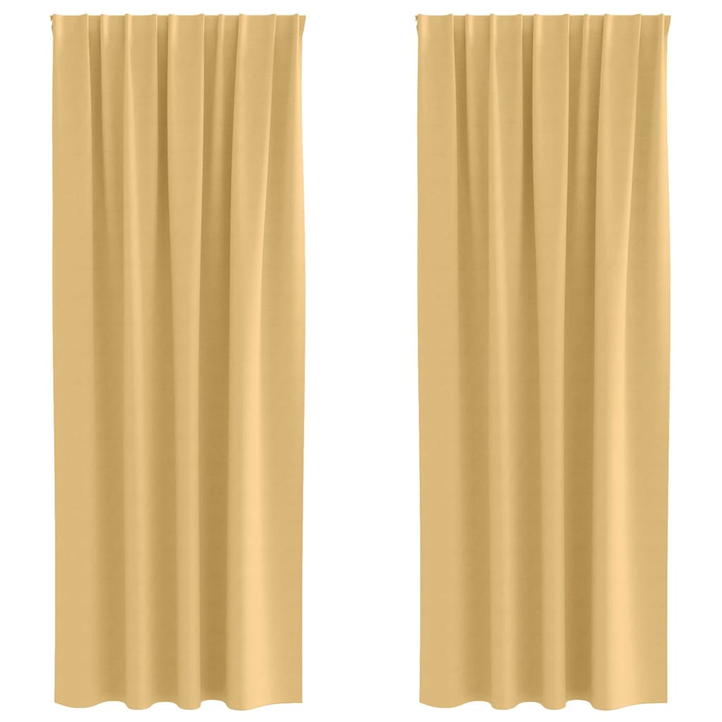 Verdunkelungs-Vorhänge mit Ringen 2 pcs Beige 140 x 140 cm