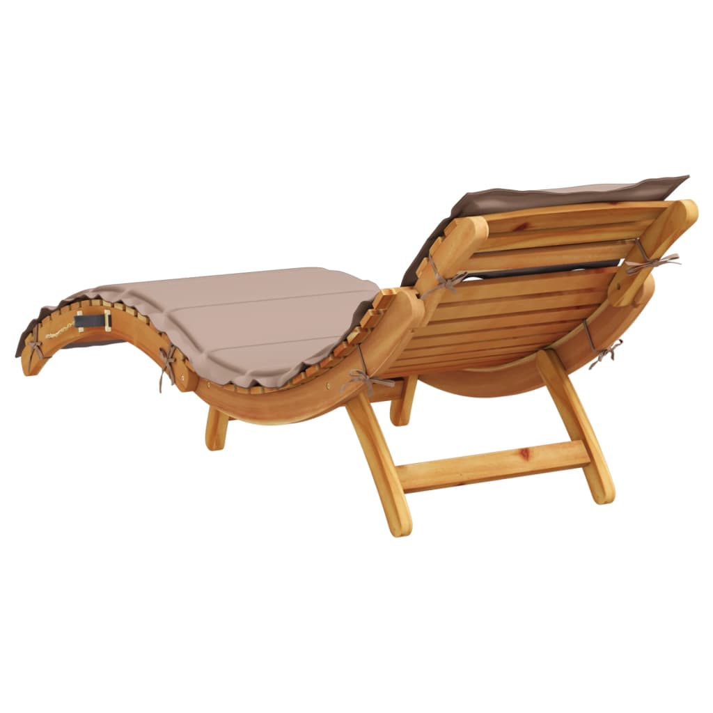 Sonnenliege mit Auflage Beige Massivholz Akazie