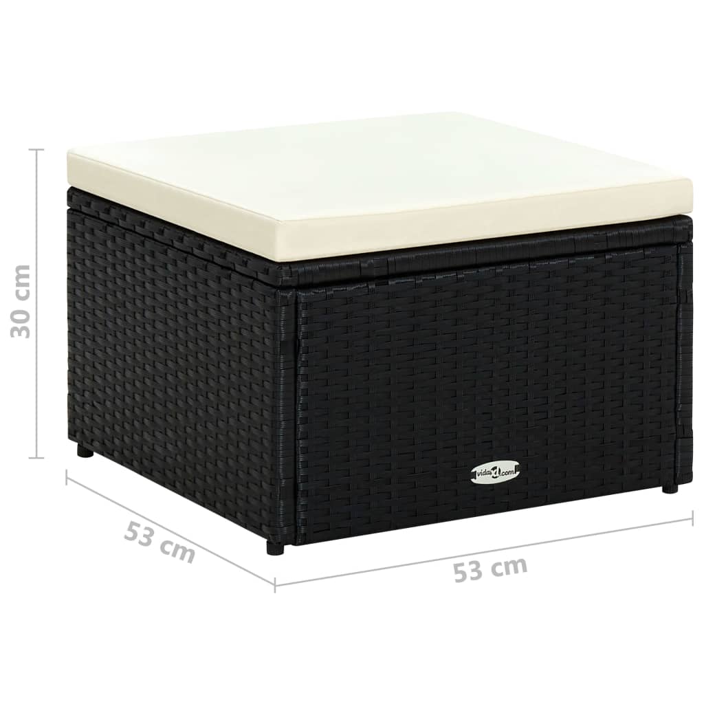 Outdoor-Fußhocker mit Kissen Grau Polyrattan