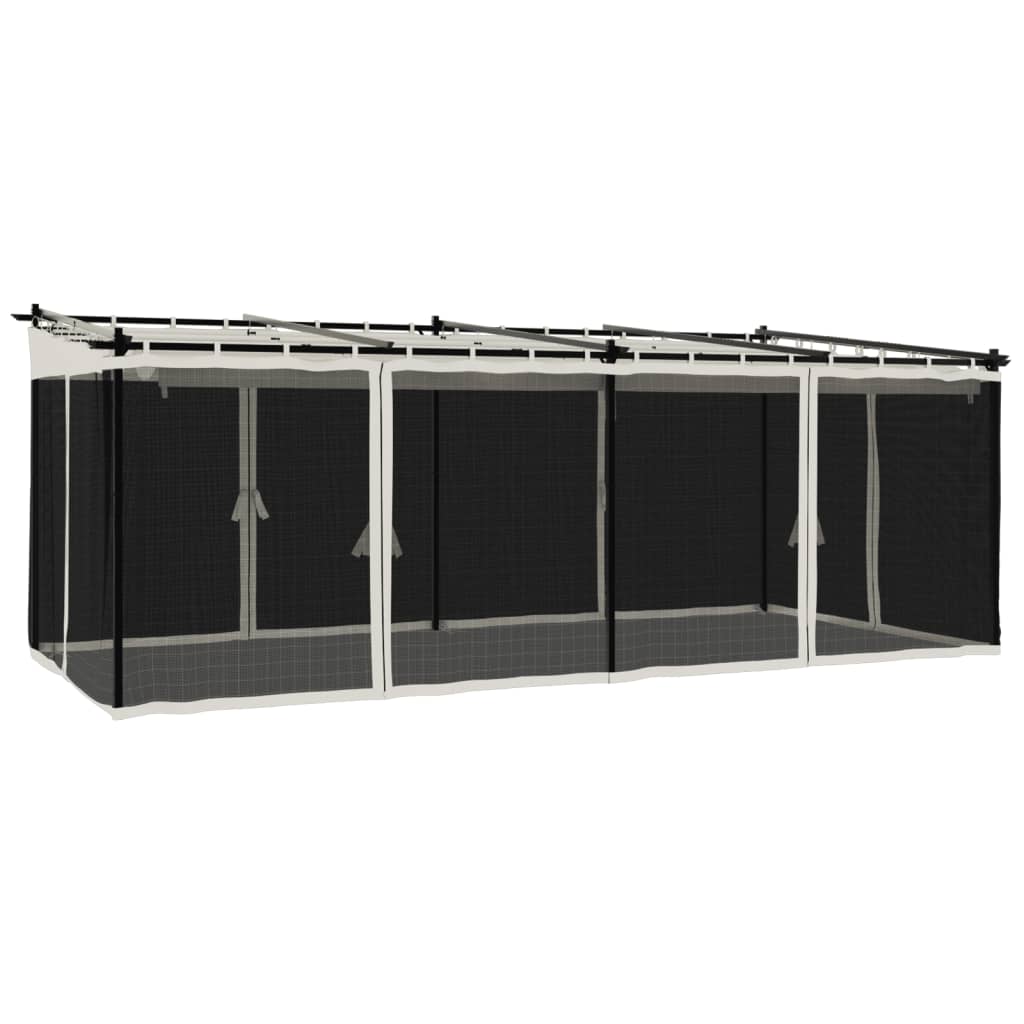 Pavillon mit Netzwände Creme 3x3 m Stahl