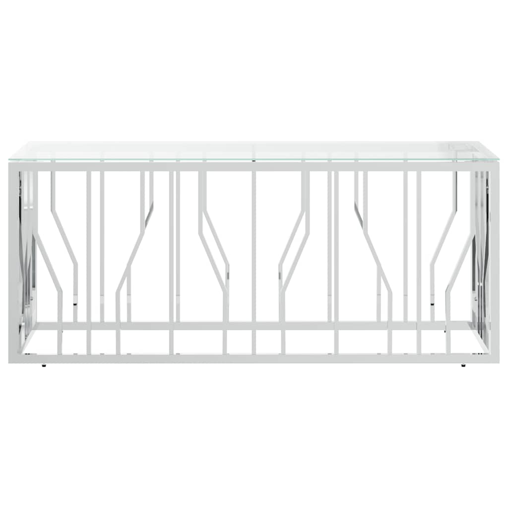 Couchtisch 110x45x45 cm Edelstahl und Glas