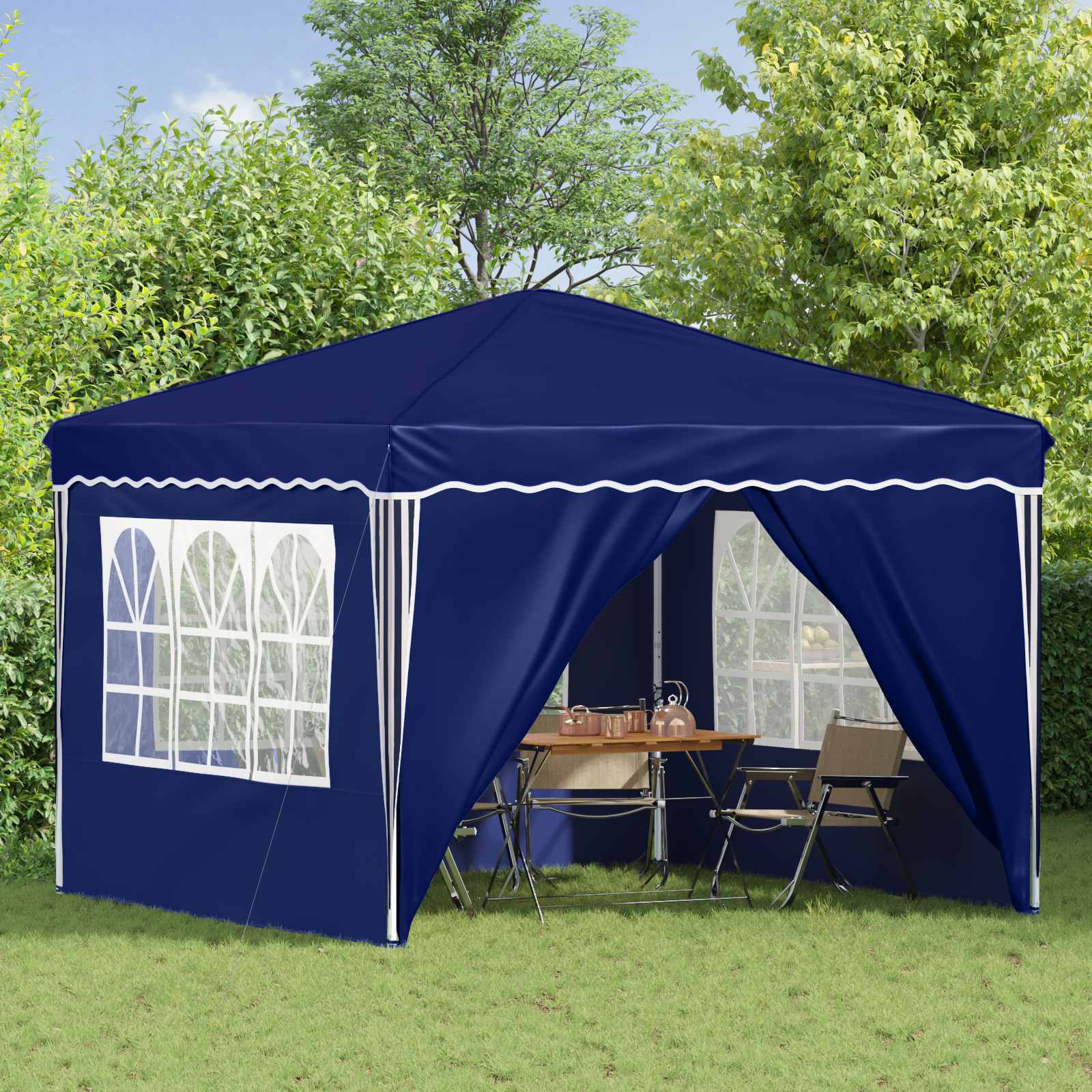 Pop-up Partyzelt 288 x 288 x 245 cm Creme Oxford-Stoff