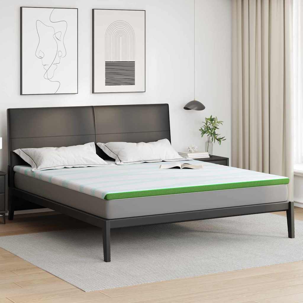Matratzenauflage Weiß und Grün 80 x 200 cm Jacquard Stoff