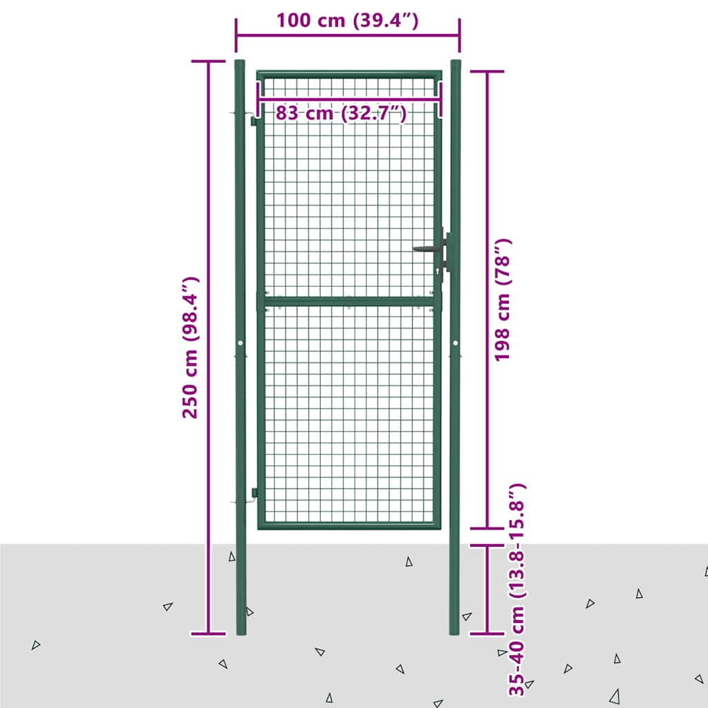 Zauntor Stahl 100x75 cm Grün