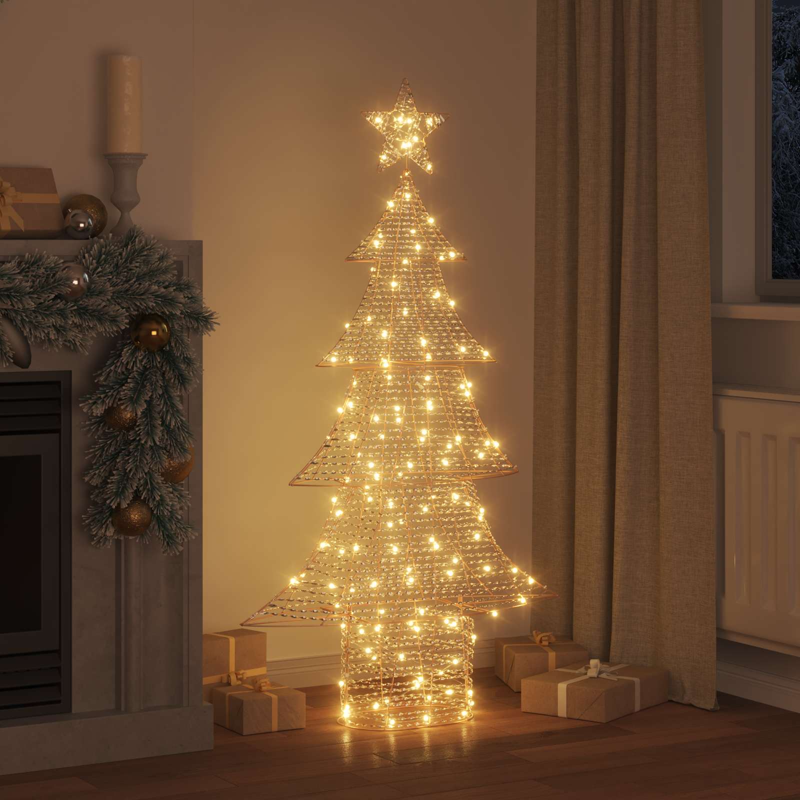Weihnachtsbaum mit 120 LEDs Warmweiß 120,5 cm PET