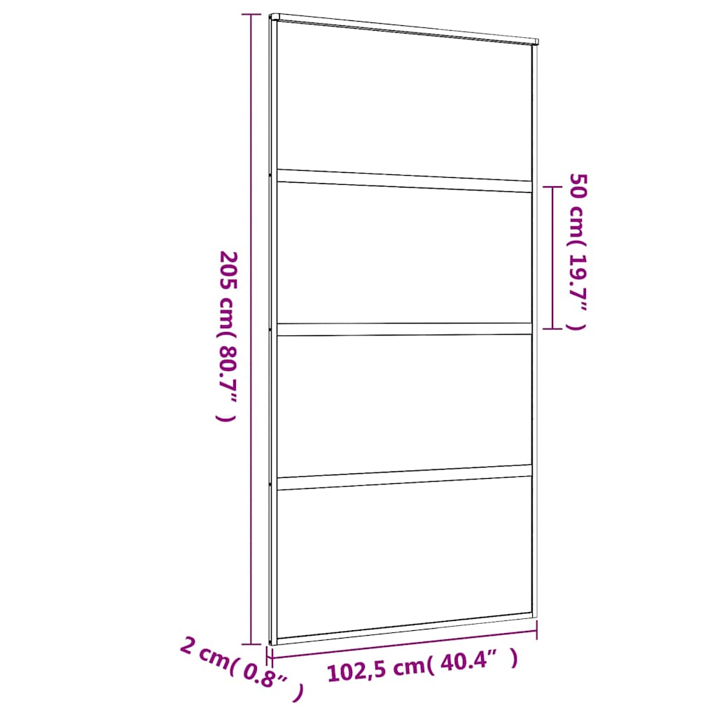 Schiebetür Aluminium und ESG Glas 90x205 cm Schwarz