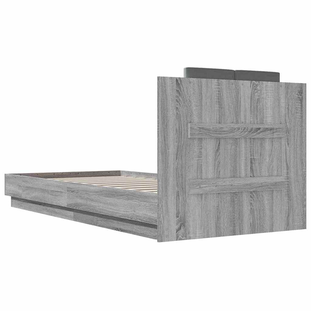 Bettgestell mit Kopfteil Grau Sonoma 180x200 cm Holzwerkstoff
