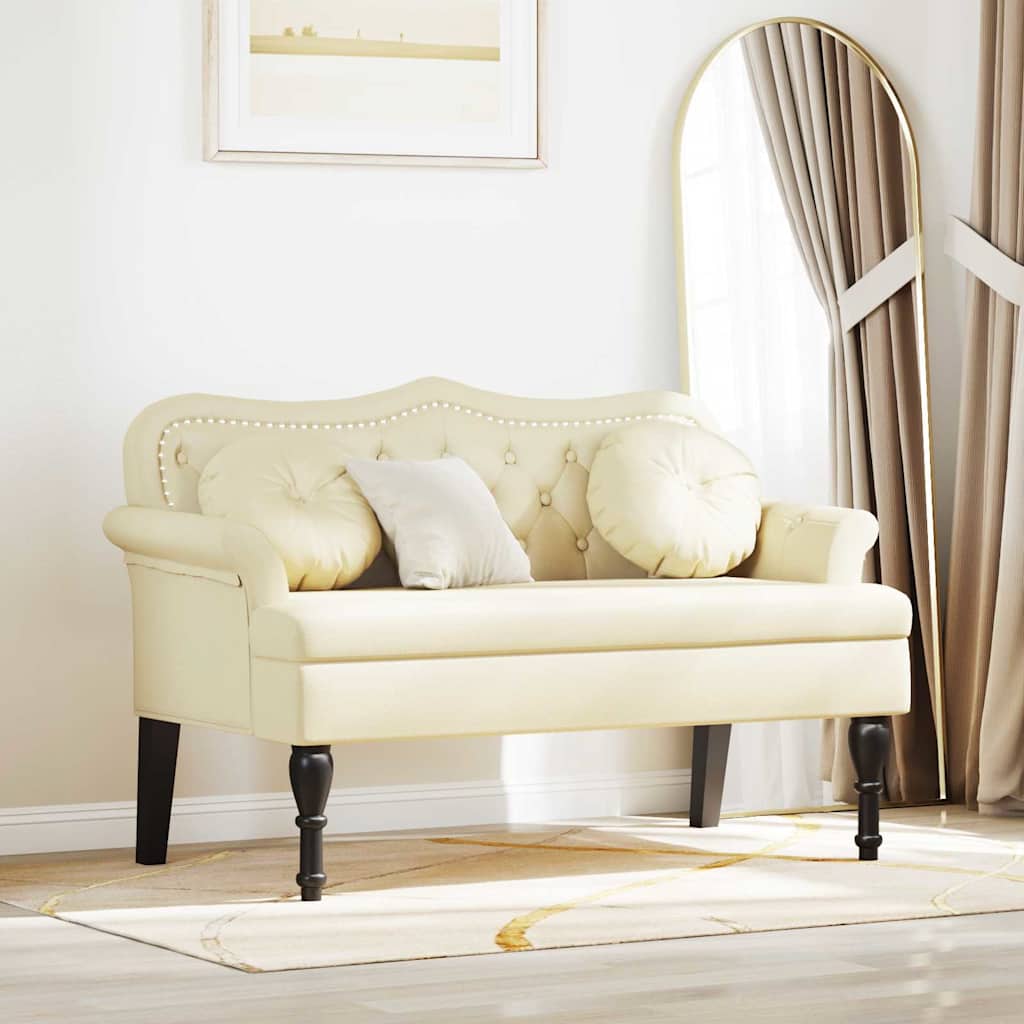 Chesterfield Bank Creme 120,5 x 65 x 75 cm Kunstleder