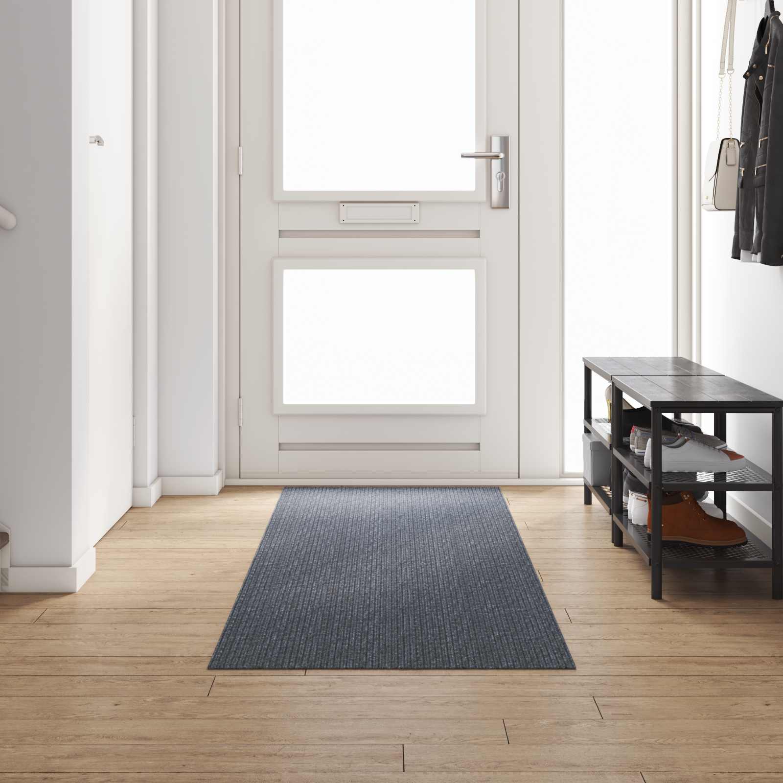 Teppichläufer Grau 80 x 150 cm Stoff