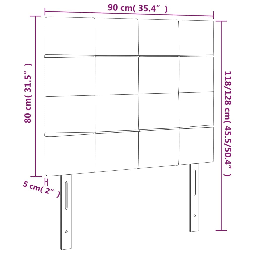 Kopfteil Hellgrau 80x5x118/128 cm Samt