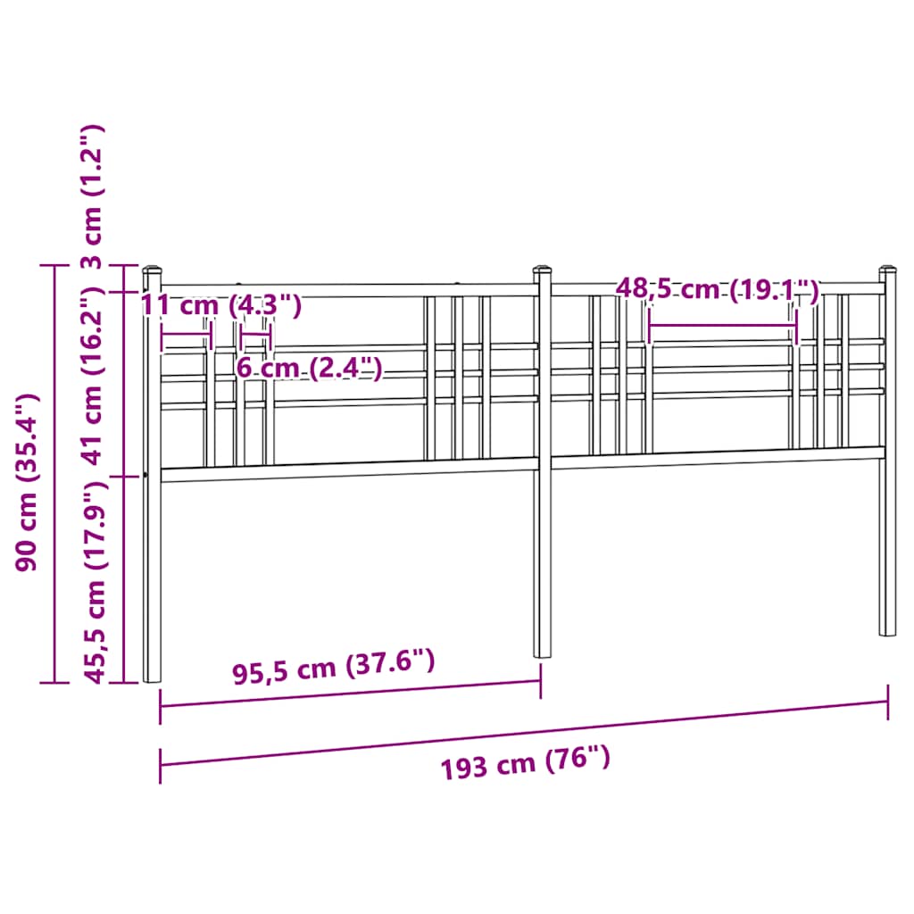 Ersatz-Kopfteil Metall Schwarz 100 cm