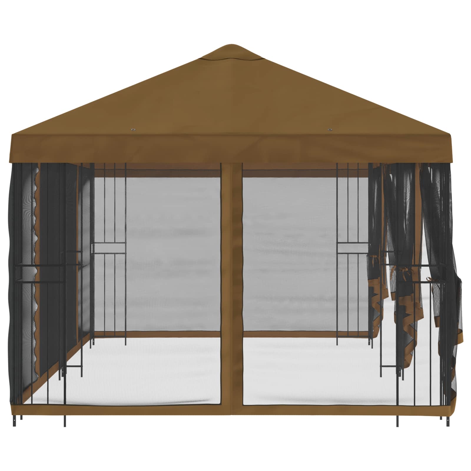Pavillon mit Seitenwänden 6 x 3 m Beige Polyester und Stahl 190