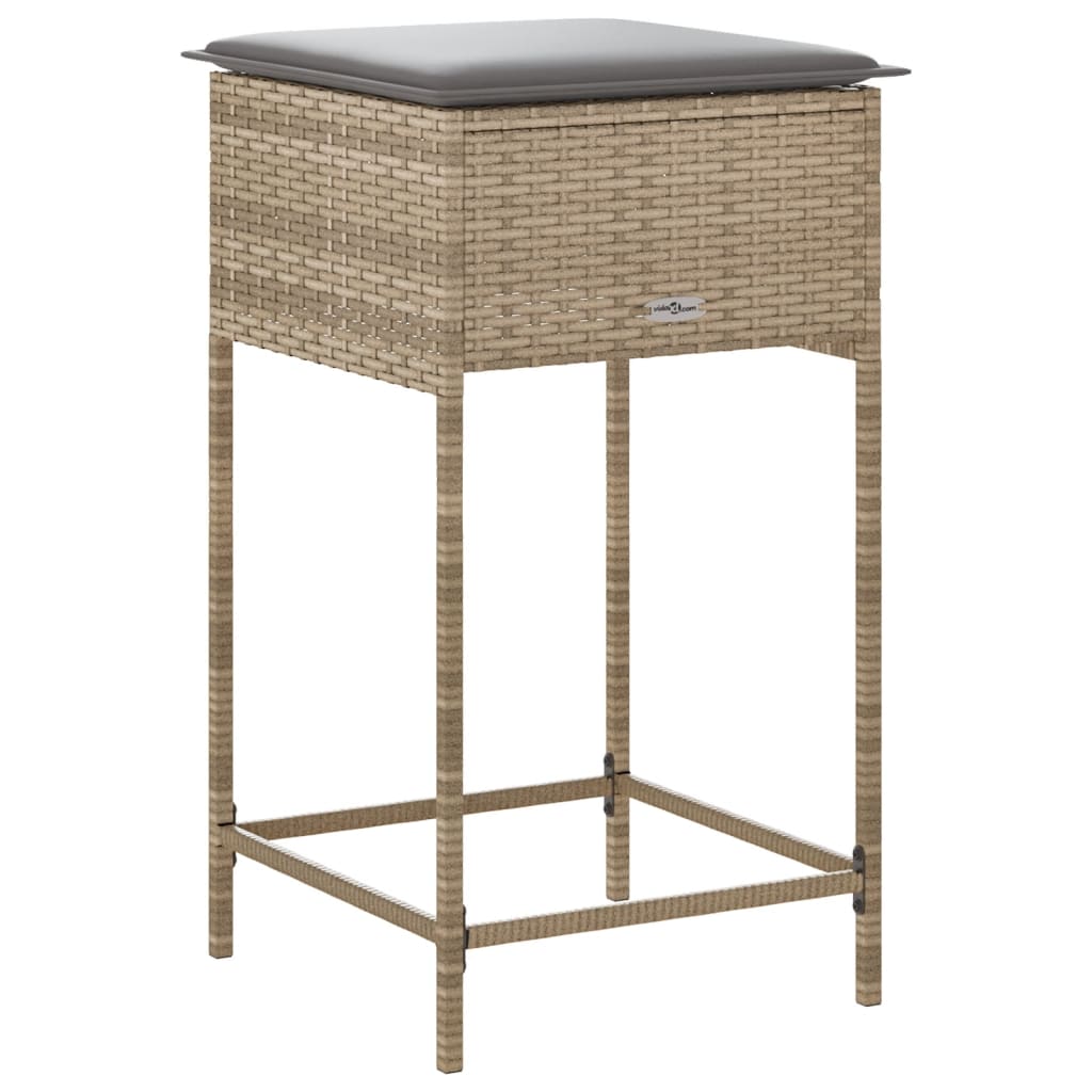 Garten-Barhocker mit Kissen 2 Stk. Schwarz Poly Rattan