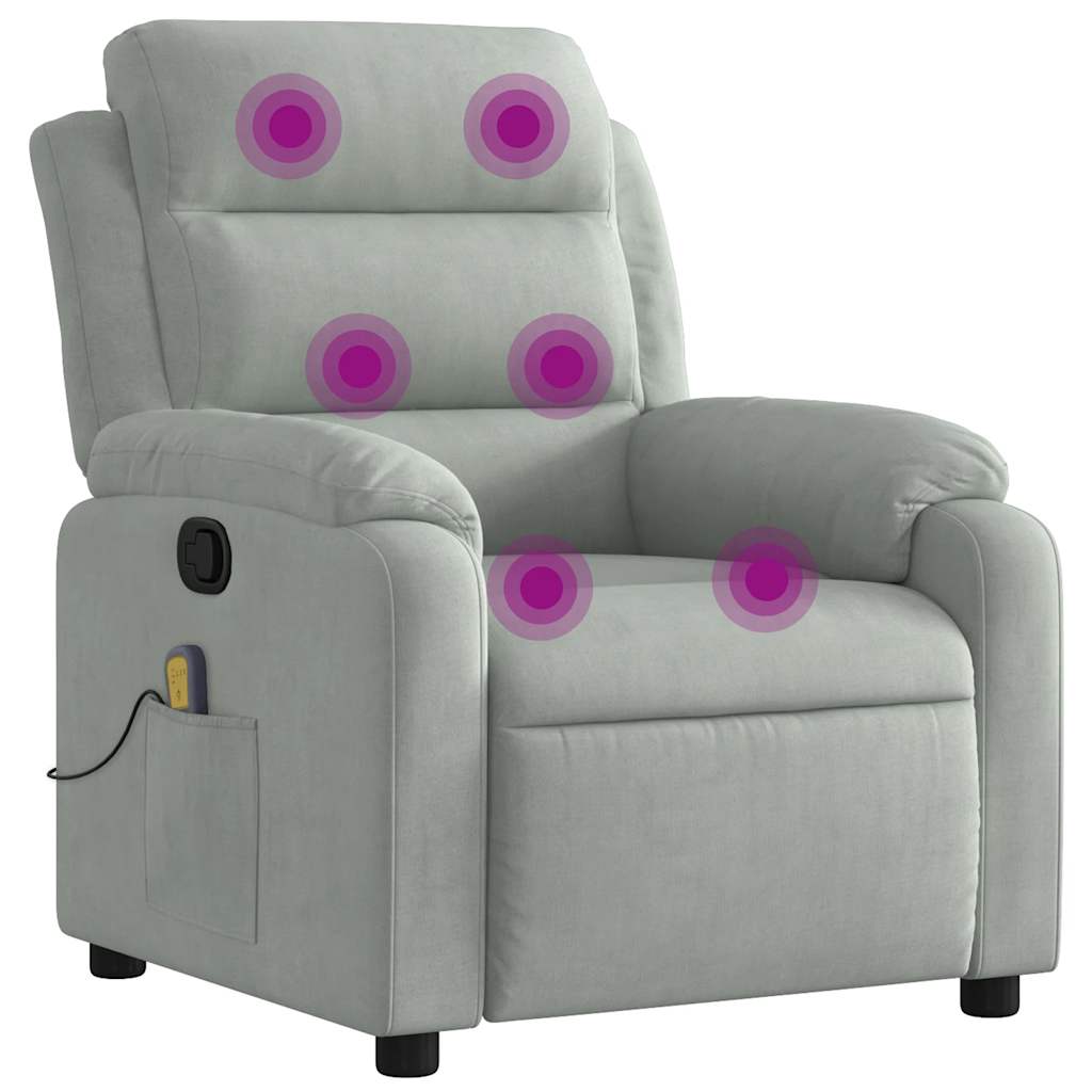 Massage-Relaxsessel, hellgrauer Samt