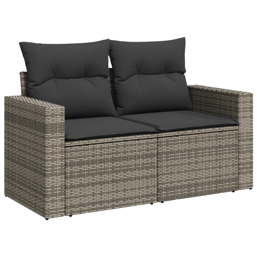 10-tlg. Garten-Sofagarnitur mit Kissen Schwarz Poly Rattan