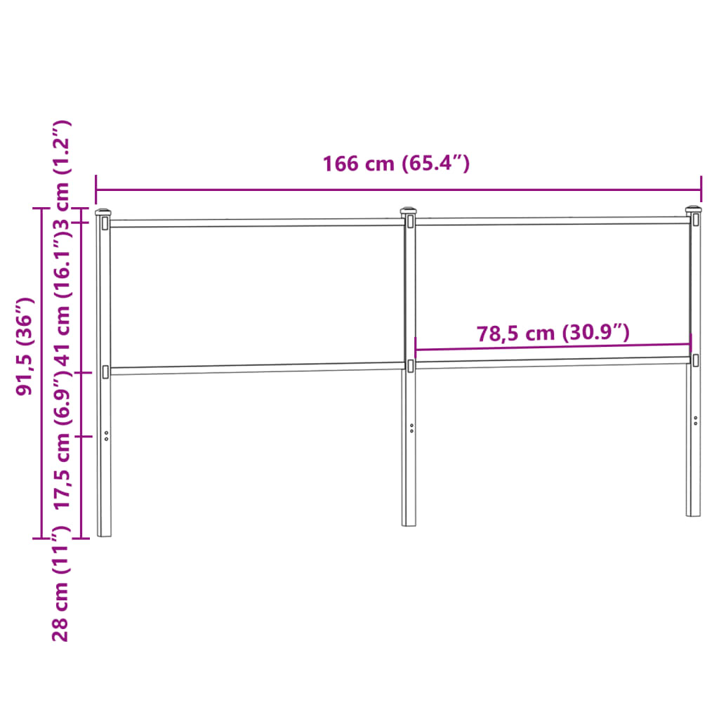 Ersatz-Kopfteil Räuchereiche 75 cm Holzwerkstoff und Stahl
