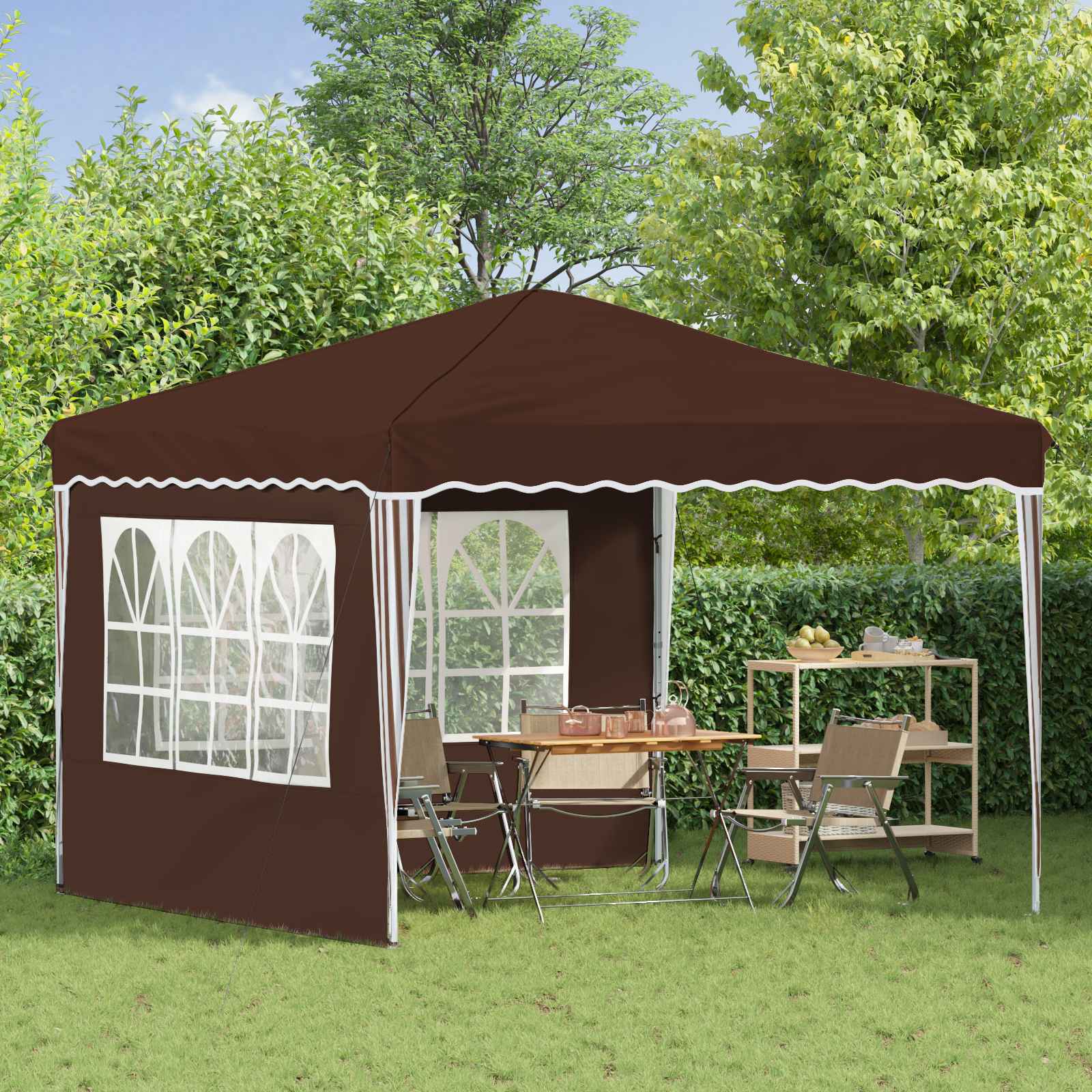 Pop-up Partyzelt 288 x 288 x 245 cm Creme Oxford-Stoff