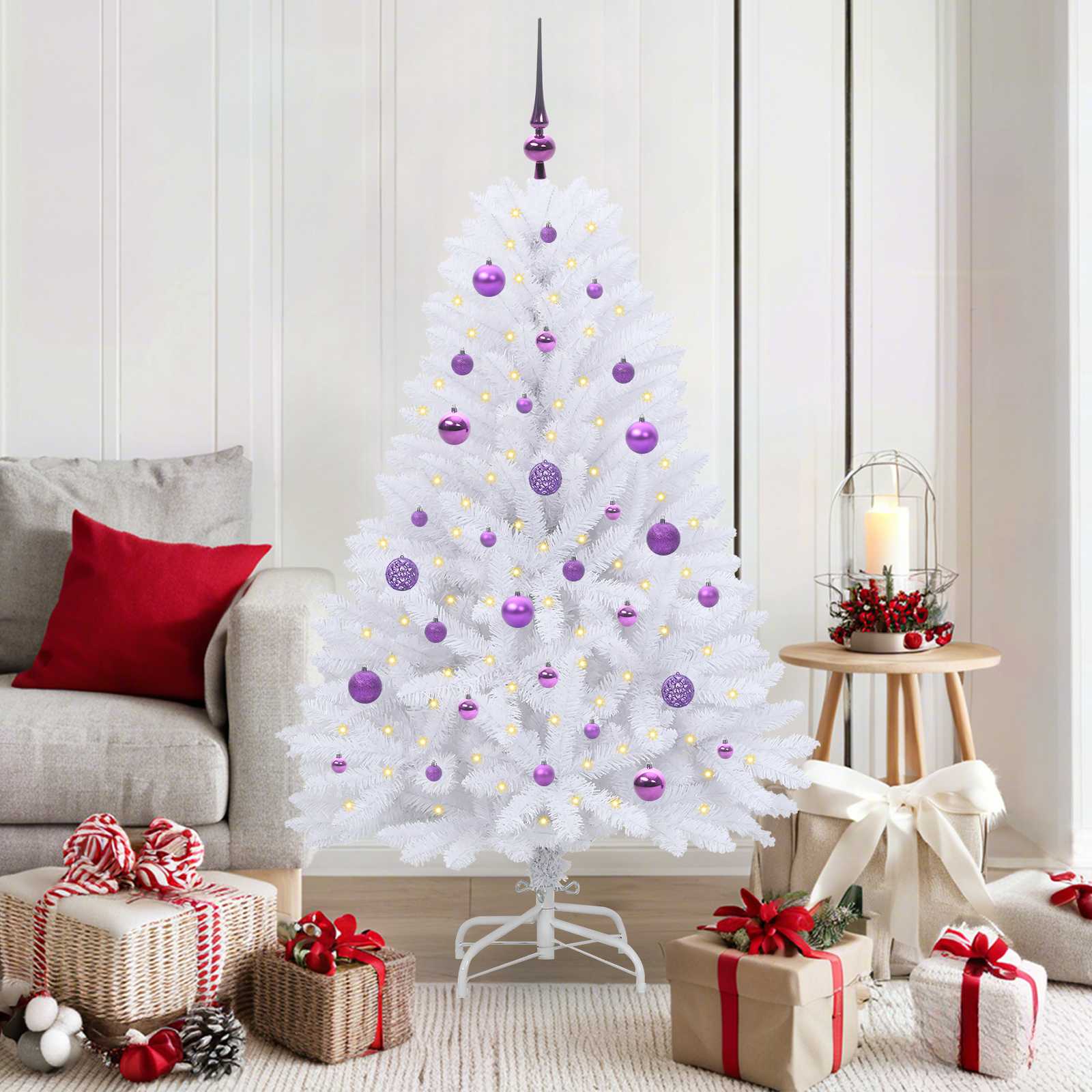 Künstlicher klappbarer Weihnachtsbaum Weiß 120 cm PVC und Stahl
