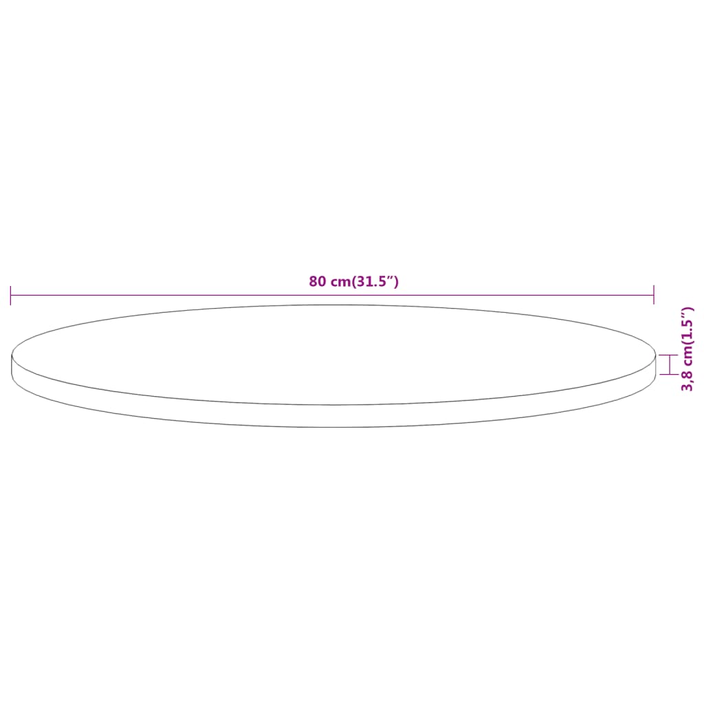 Tischplatte Ø 40x2,5 cm Rund Raues Massives Mangoholz