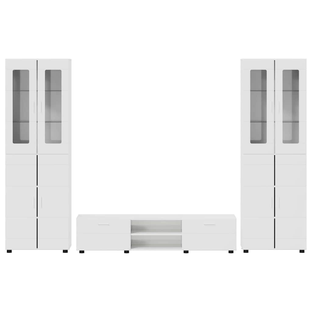 Highboard mit Regal FLORIN Weiß 60 x 35 x 182 cm Holzwerkstoff