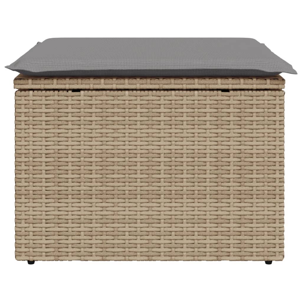 Gartenhocker mit Kissen Schwarz 55x55x37 cm Poly Rattan