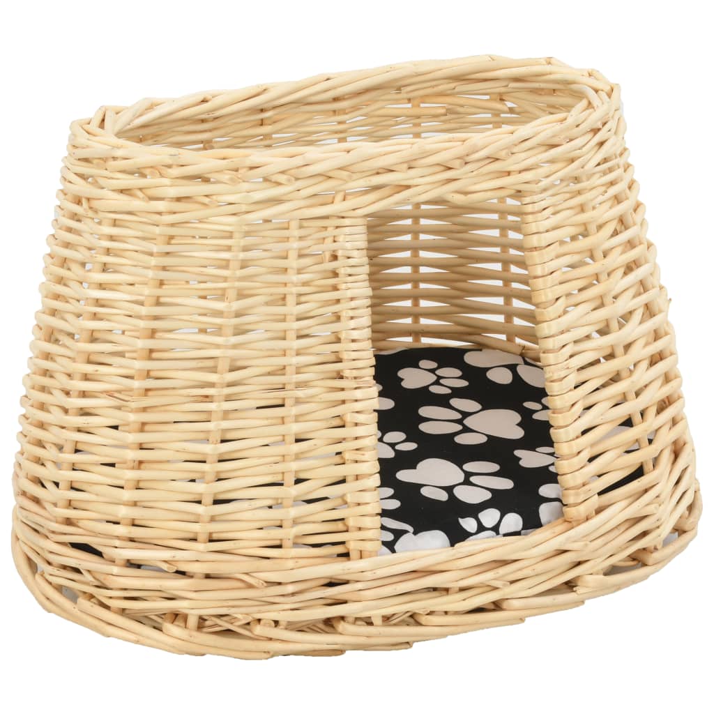 3-tlg. Katzenkorb-Set mit Kissen Grau 47x34x60 cm Natur Weide