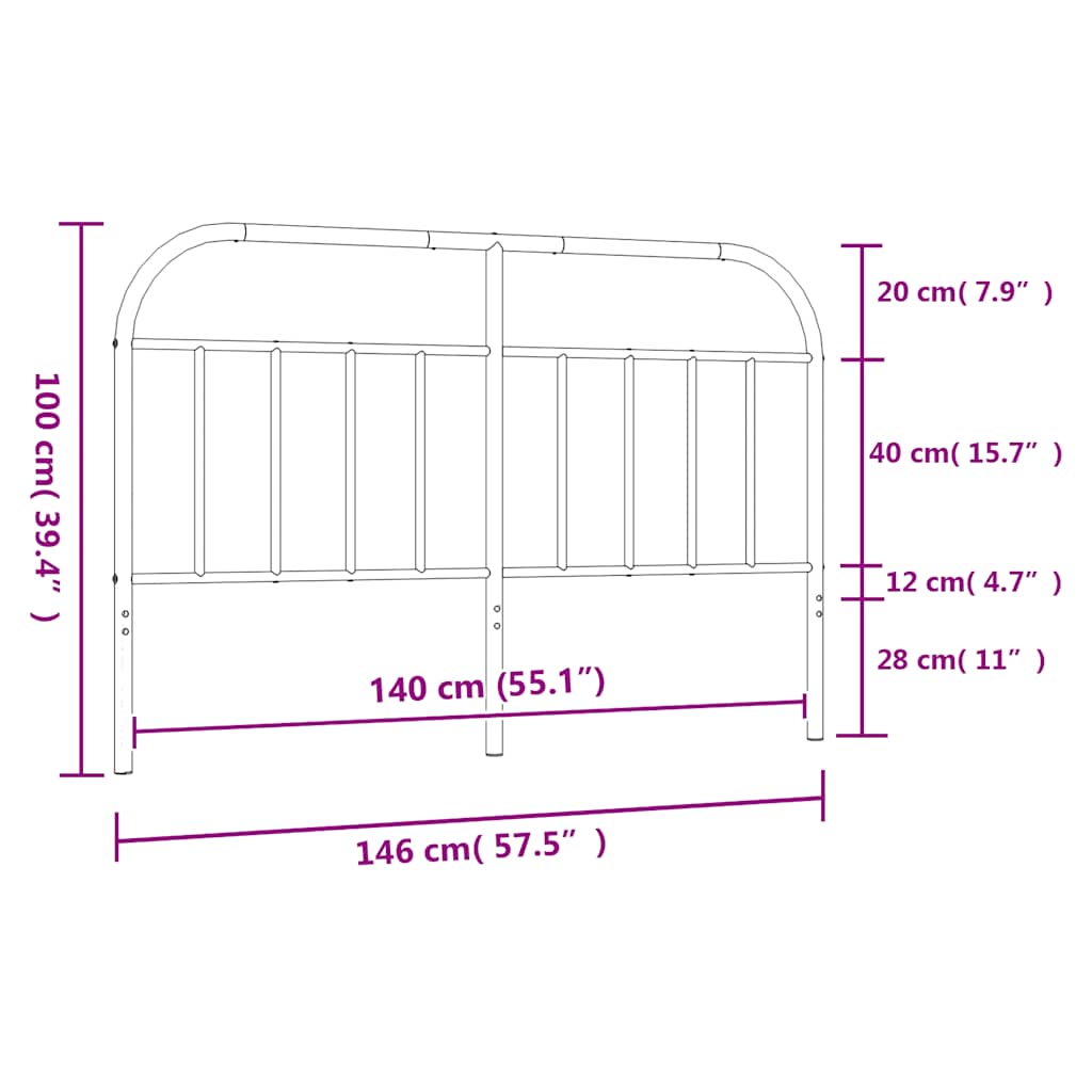 Ersatz-Kopfteil Metall Schwarz 75 cm