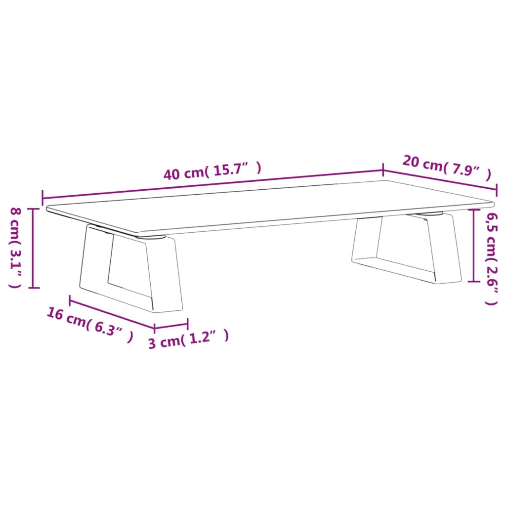 Monitorständer Weiß 60x20x8 cm Hartglas und Metall