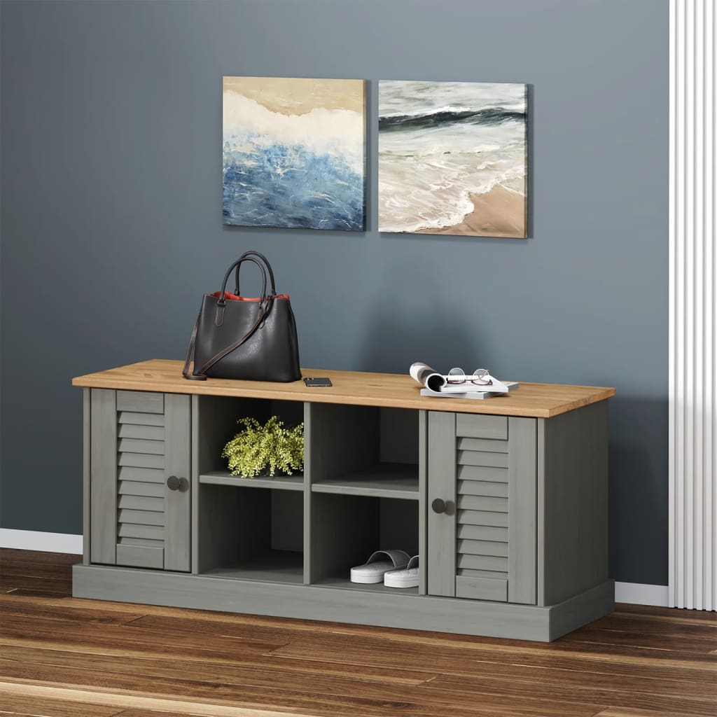 Schuhbank VIGO Weiß 106x35x45 cm Massivholz Kiefer