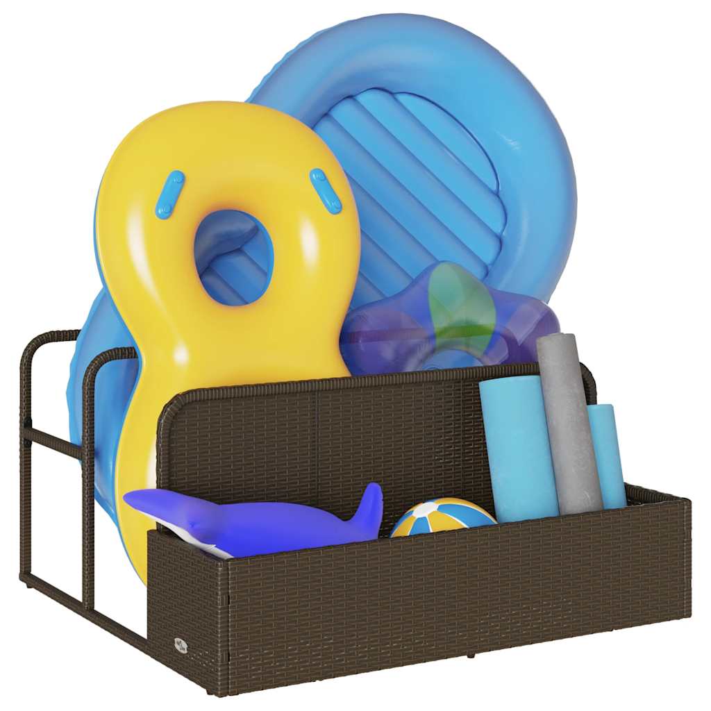 Pool Aufbewahrungsbehälter Schwarz 110x100x57 cm Poly Rattan