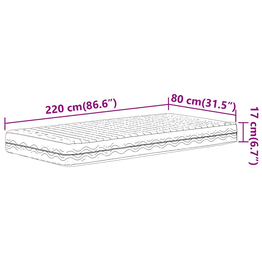 Schaumstoffmatratze Weiß 80x200 cm Härtegrad H2 H3