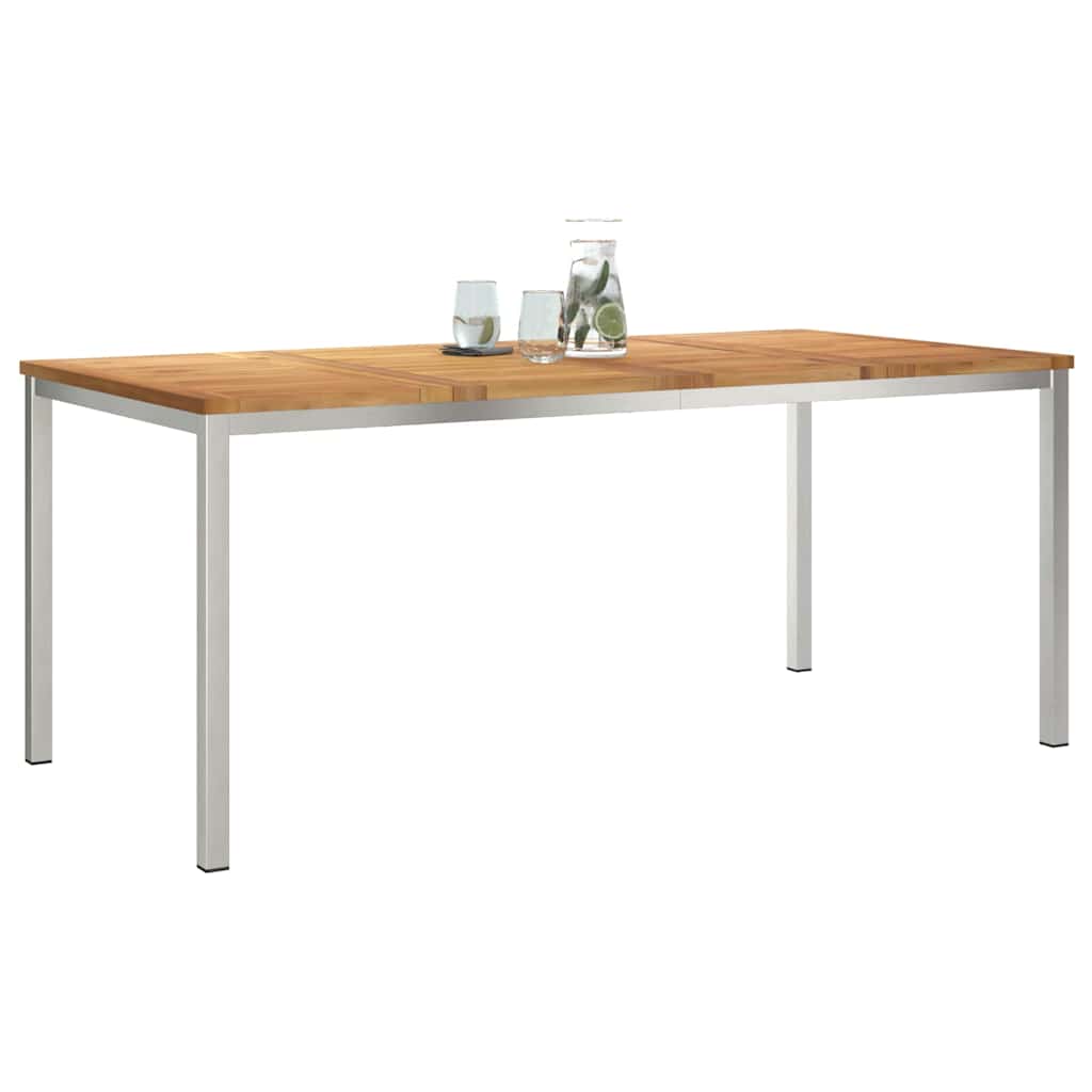 Esstisch 90x90x75 cm Massives Akazienholz und Edelstahl