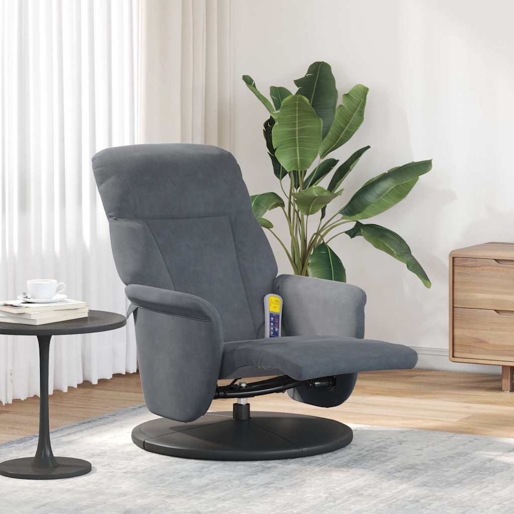 Massagesessel mit Fußteil Blau Samt