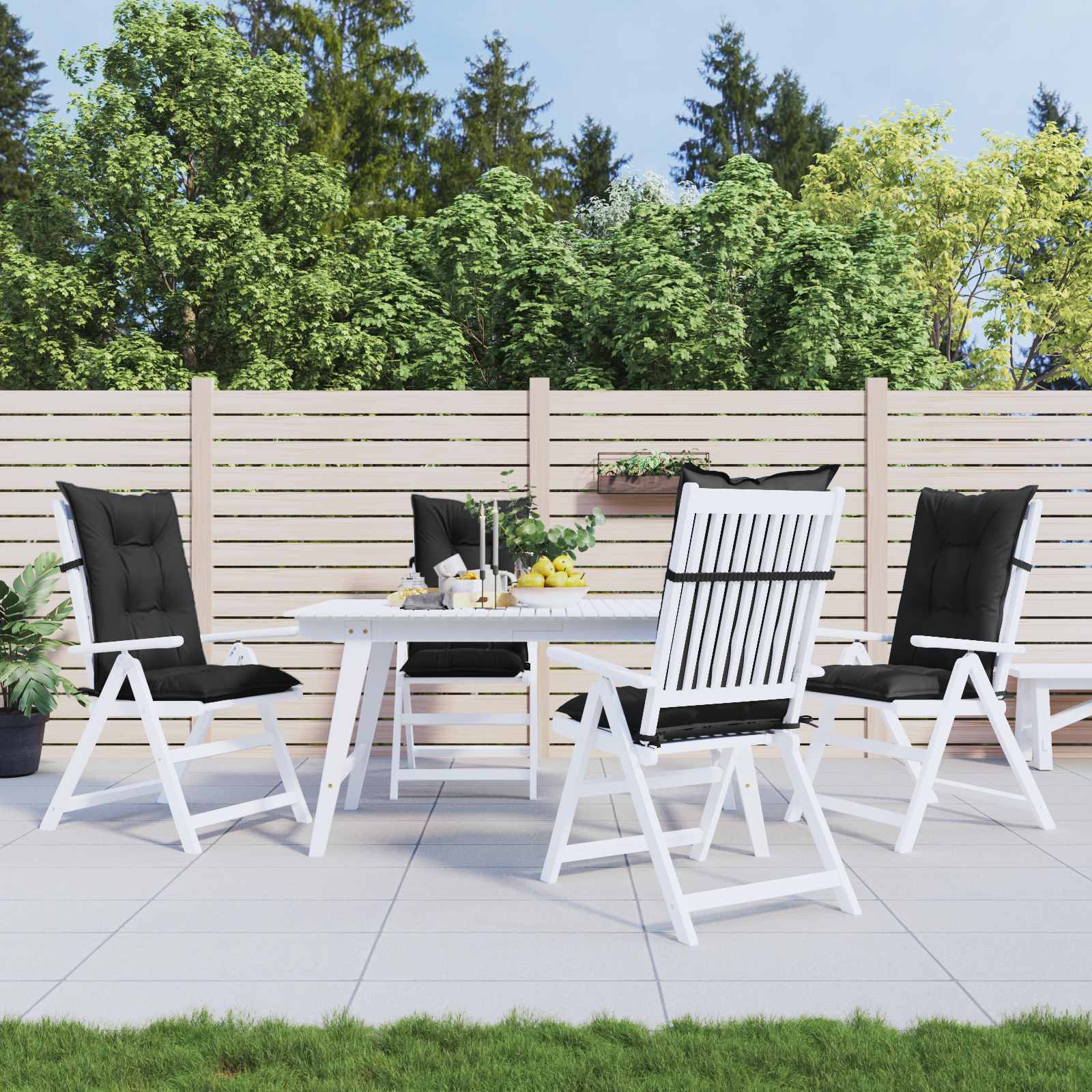 Hochlehner-Auflagen 2 Stk. Melange Anthrazit 120x50x7cm Stoff