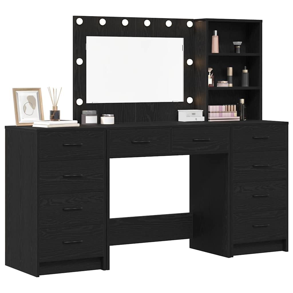 Schminktisch mit Spiegelbeleuchtung 3 pcs Weiß Holzwerkstoff