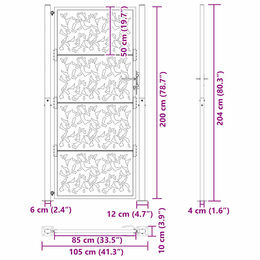 Gartentor Schwarz 100x100 cm Stahl Lichtdesign