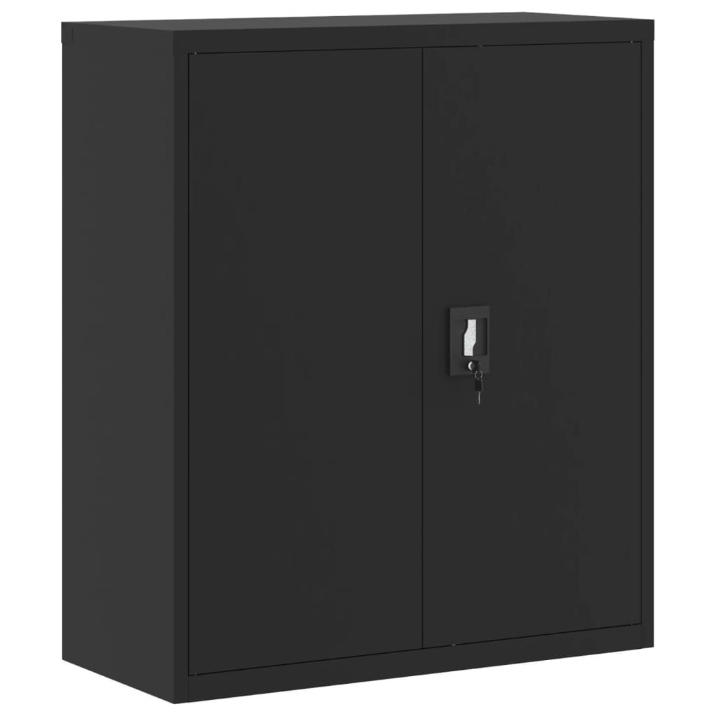 Aktenschrank mit 2 Türen Grau 90 cm Stahl
