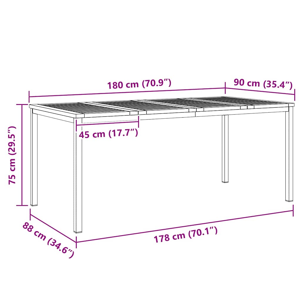 Esstisch 90x90x75 cm Massives Akazienholz und Edelstahl