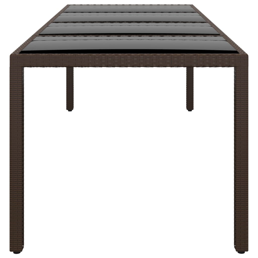 Gartentisch 250x100x75 cm Hartglas und Poly Rattan Schwarz