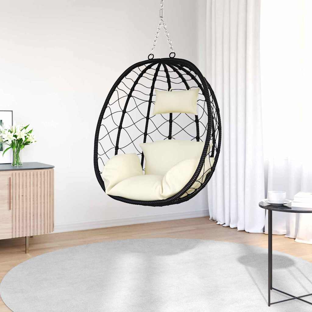 Hängendes Ei-Stuhl Anthrazit 91,5 x 54,5 x 107 cm Poly-Rattan