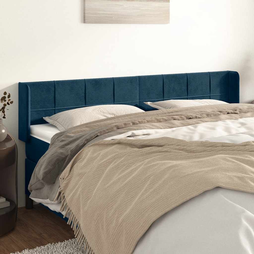 Kopfteil mit Ohren Dunkelblau 93x16x78/88 cm Samt