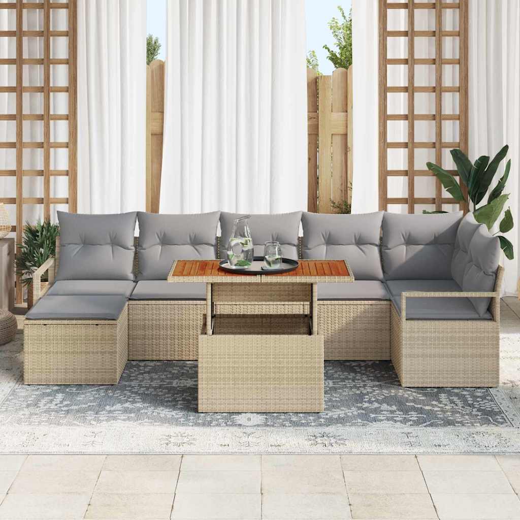 Garten Essgruppe mit Kissen 8 pcs Schwarz und Creme