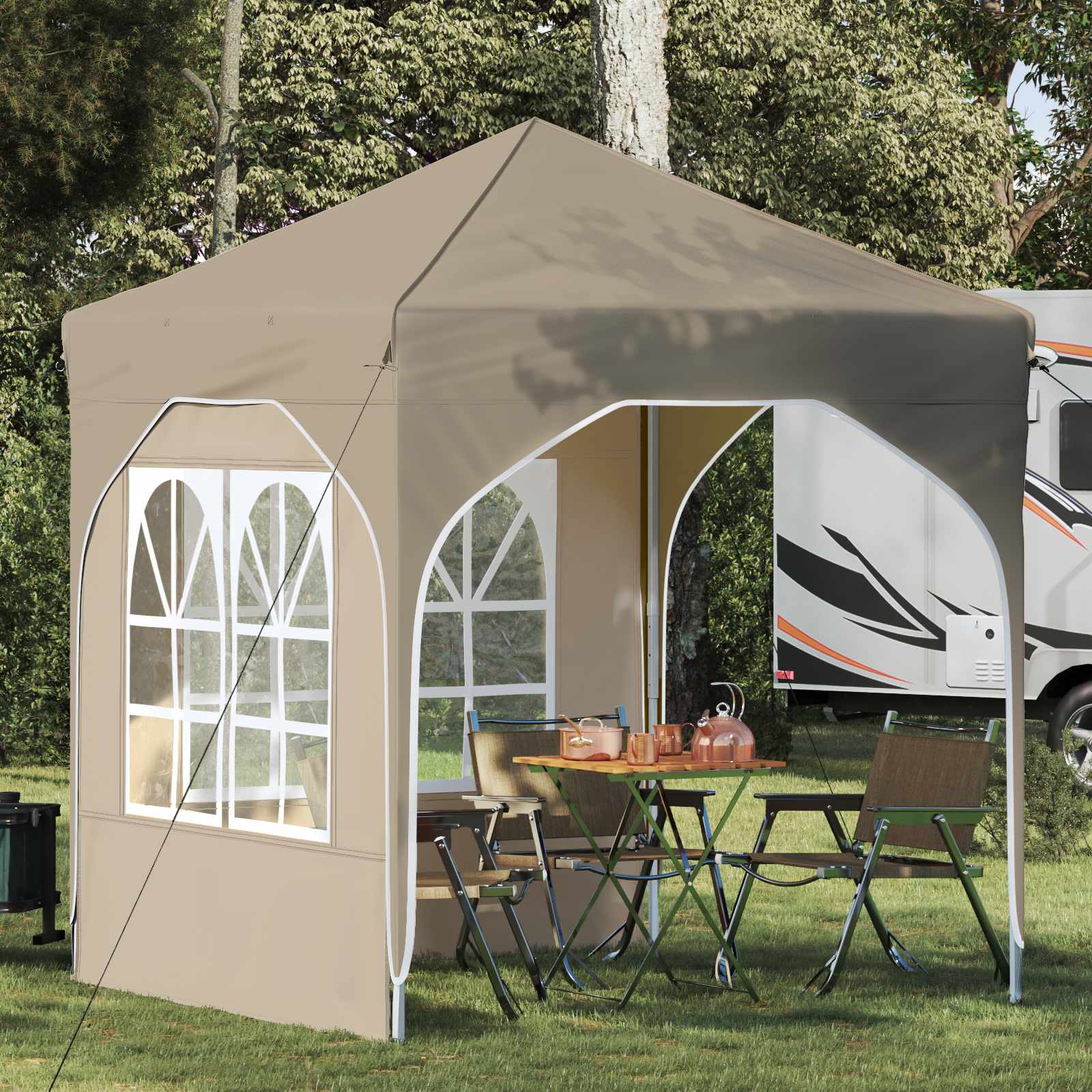 Pop-up Partyzelt 194 x 194 x 245 cm Creme