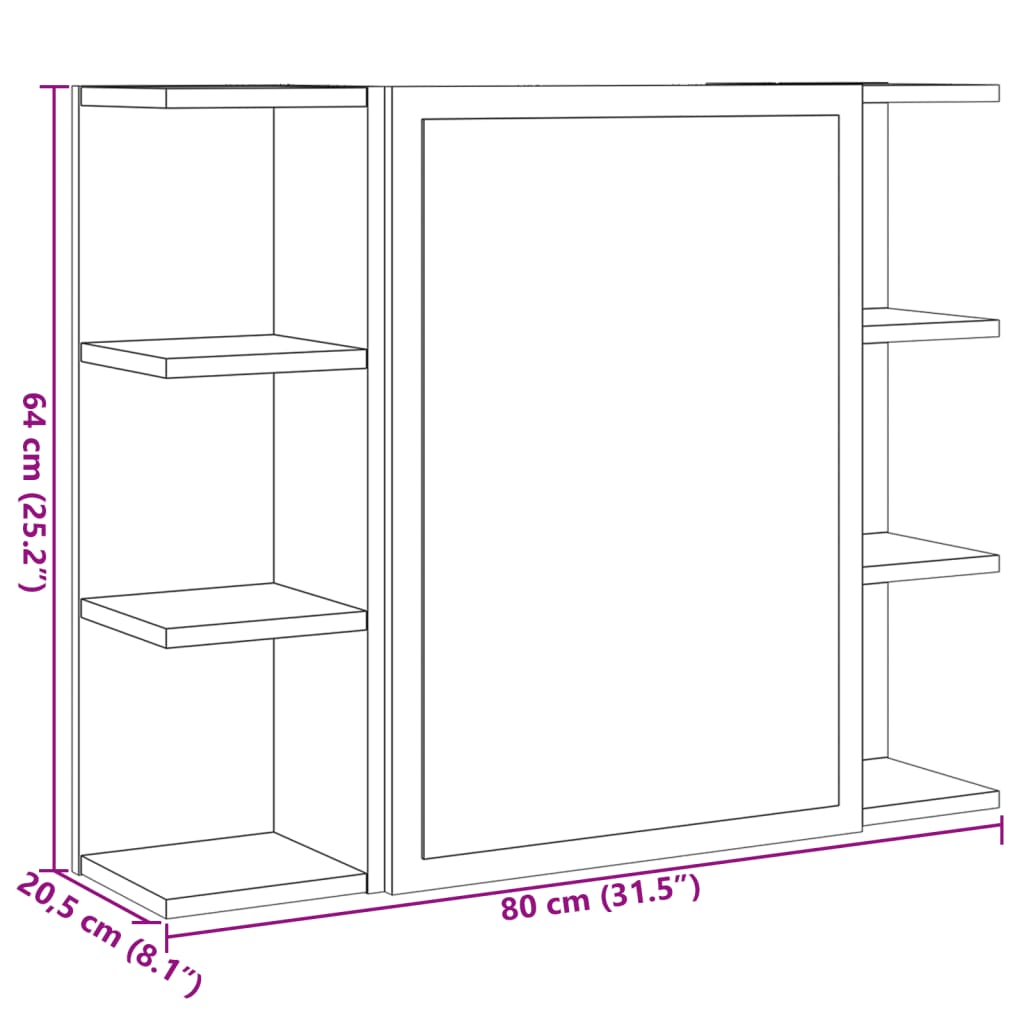Bad-Spiegelschrank Weiß 80x20,5x64 cm Holzwerkstoff