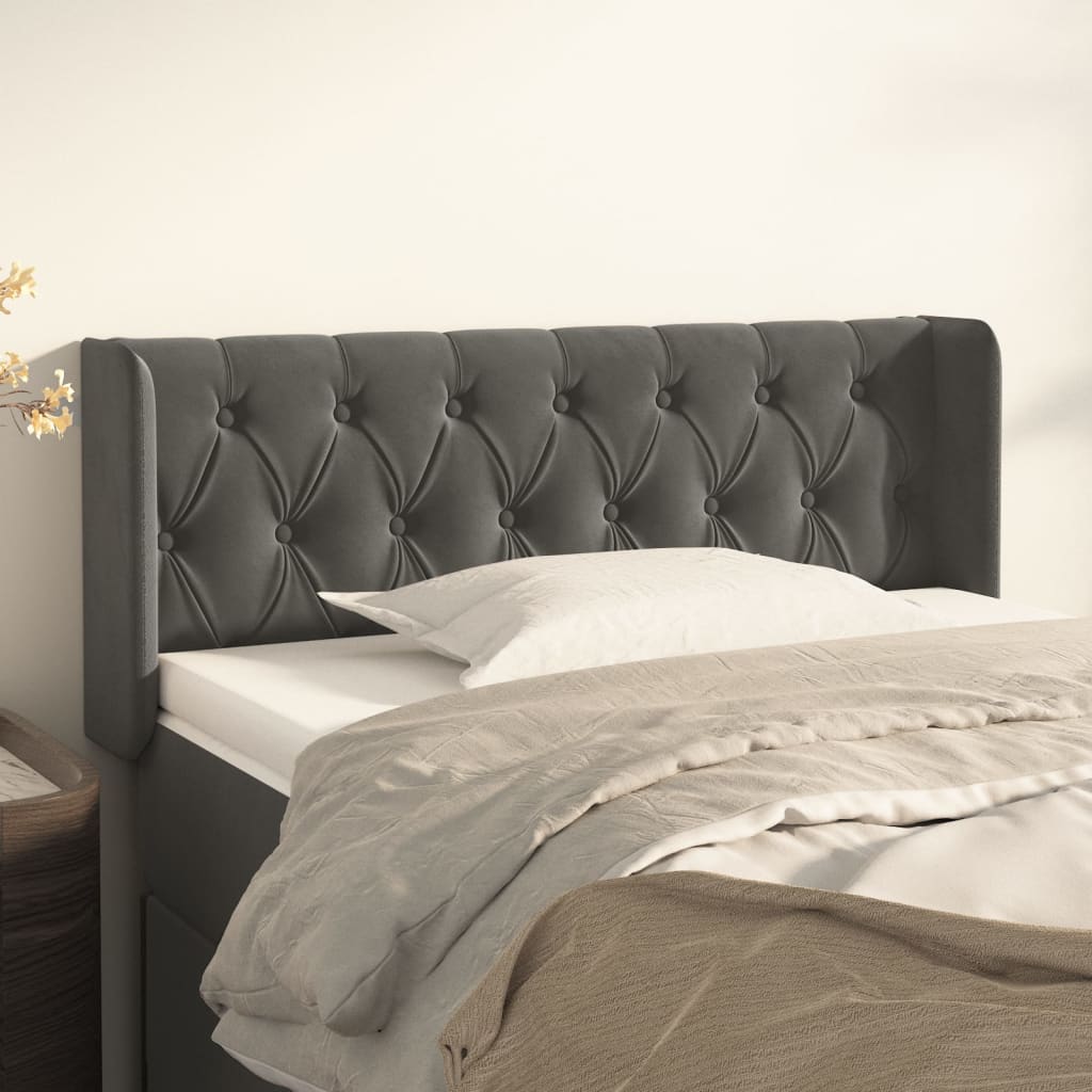 Kopfteil mit Ohren Dunkelblau 93x16x78/88 cm Samt