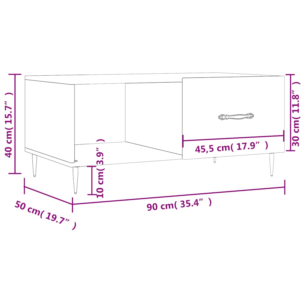 Couchtisch Betongrau 90x50x40 cm Holzwerkstoff